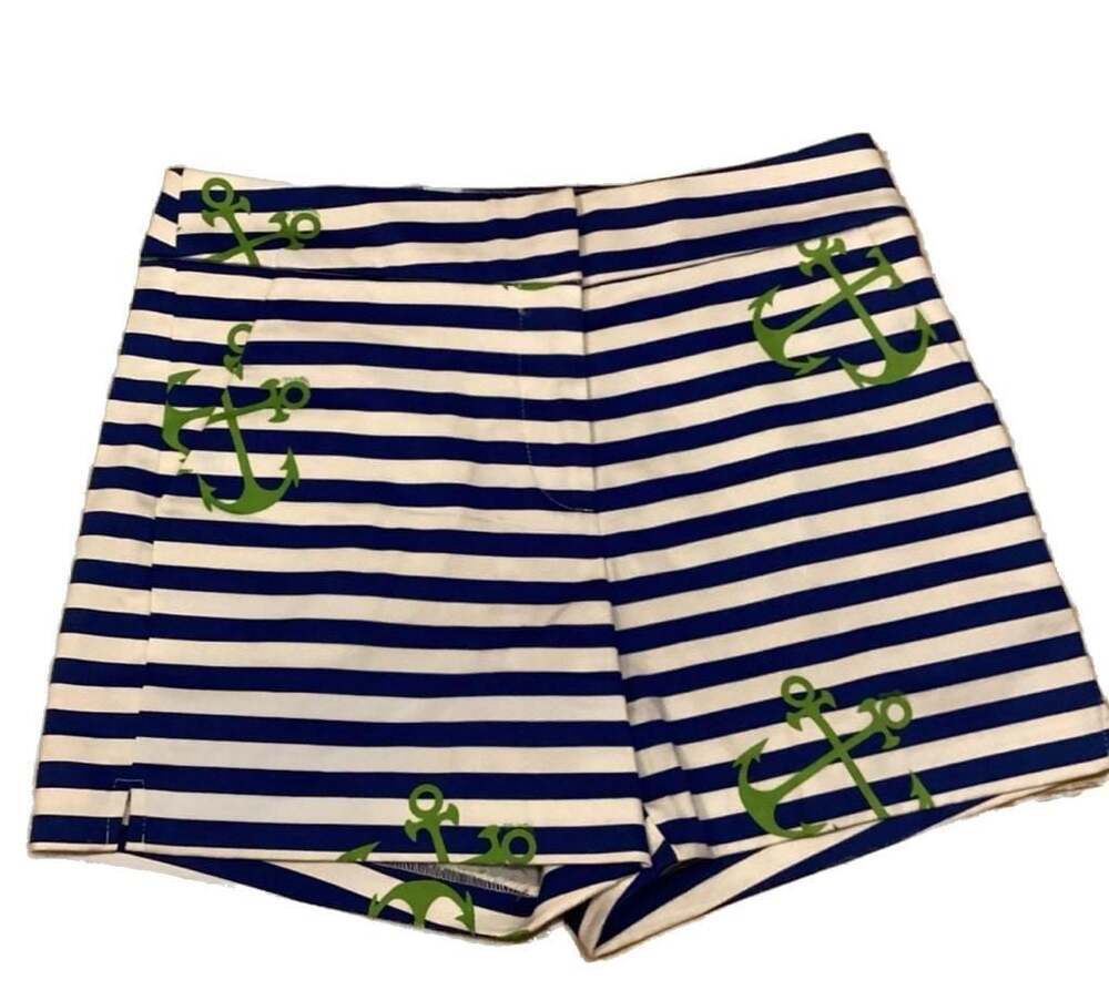 Melly M Women's Size 0 Blue and White Striped Anchor Print Shorts